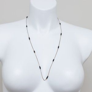Vintage Black Beaded Gold Chain Costume Necklace